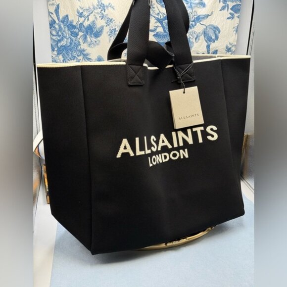 🆕 ALL SAINTS 🧿 NWT Large Izzy East-West Tote, Black/White - Picture 3 of 11
